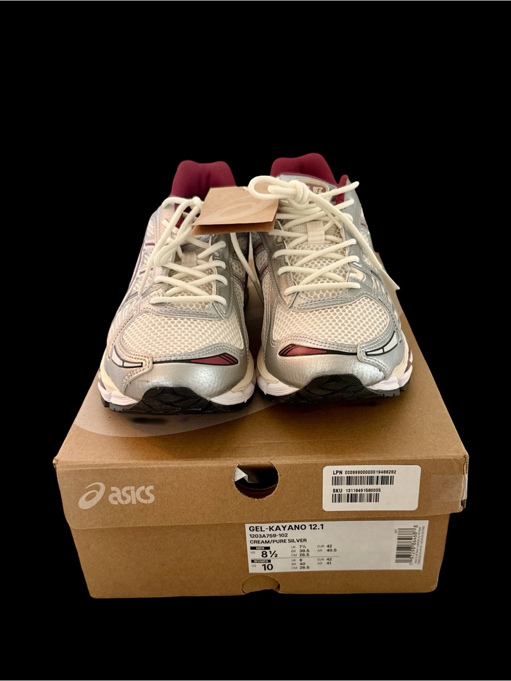Asics Men's Athletic Sneakers in Cream, Silver & Maroon